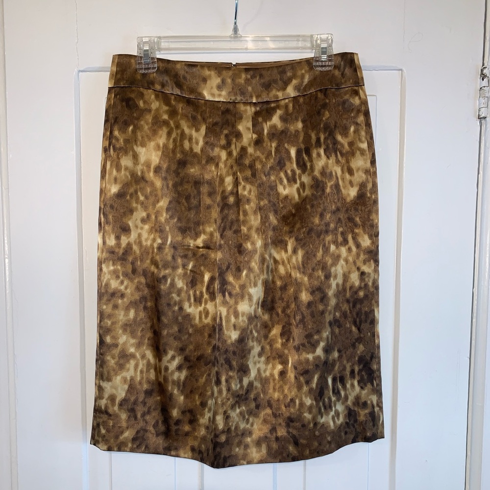 J Crew Silk Watercolor Leopard Print Pencil Skirt